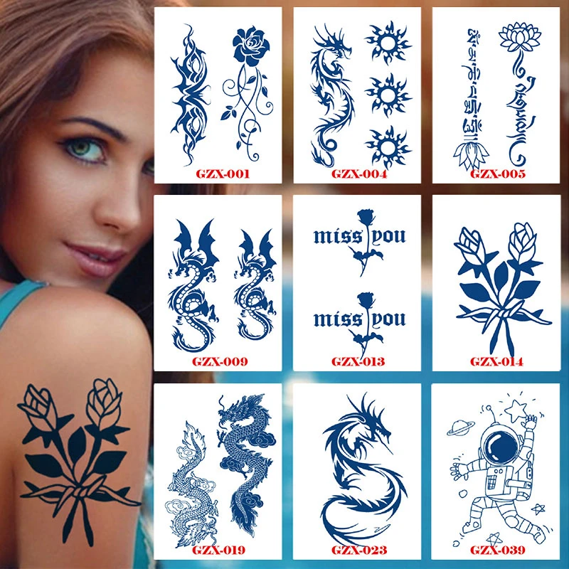 Ink Tattoos Body Art Tattoo Sticker Summer Long Lasting Semi-permanent  Tattoo Stickers Waterproof Arm Fake Tattoo Women Men - Temporary Tattoos -  AliExpress