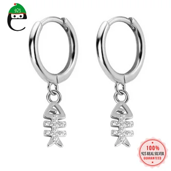 

2020 Authentic 925 Sterling Silver Fashion Sweet Fishbone CZ Charm Small Stud Earring For Women 925 Silver Jewelry Gift DA752