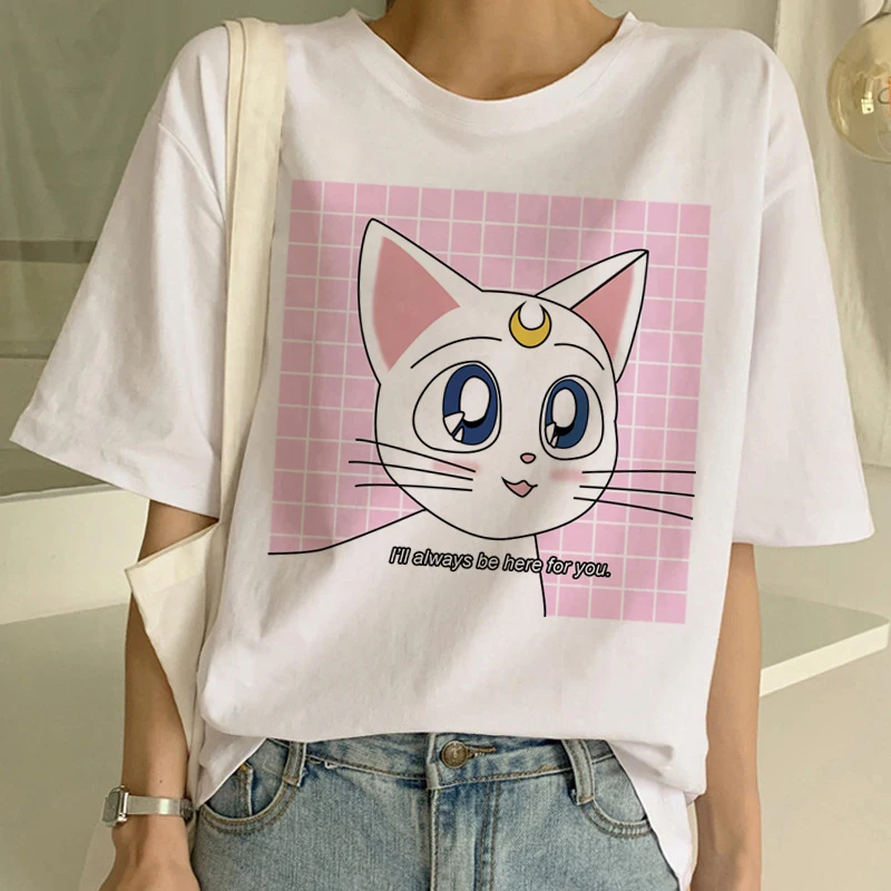 Cat Women Van Gogh T Shirt Kawaii Funny Cartoon Aesthetic Tshirt Ulzzang Tumblr Clothes Grunge Female Top Tees Femme Harajuku | Женская