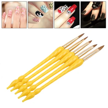 

5PCS/Set Nail Art Brush UV Gel Builder Schilderen Puntjes Pen Carving Tips Manicure Salon Gereedschap