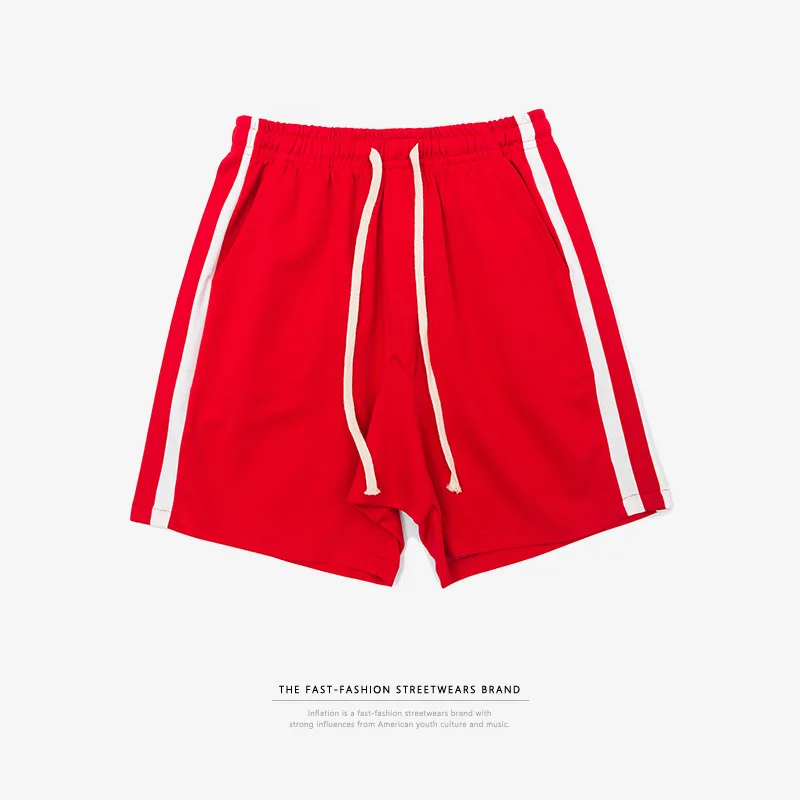INFLATION мужские спортивные шорты в полоску с боковыми контрастными цветами шорты с буквенным принтом Highstreet винтажные мужские шорты в уличном стиле - Цвет: 8406S - Red