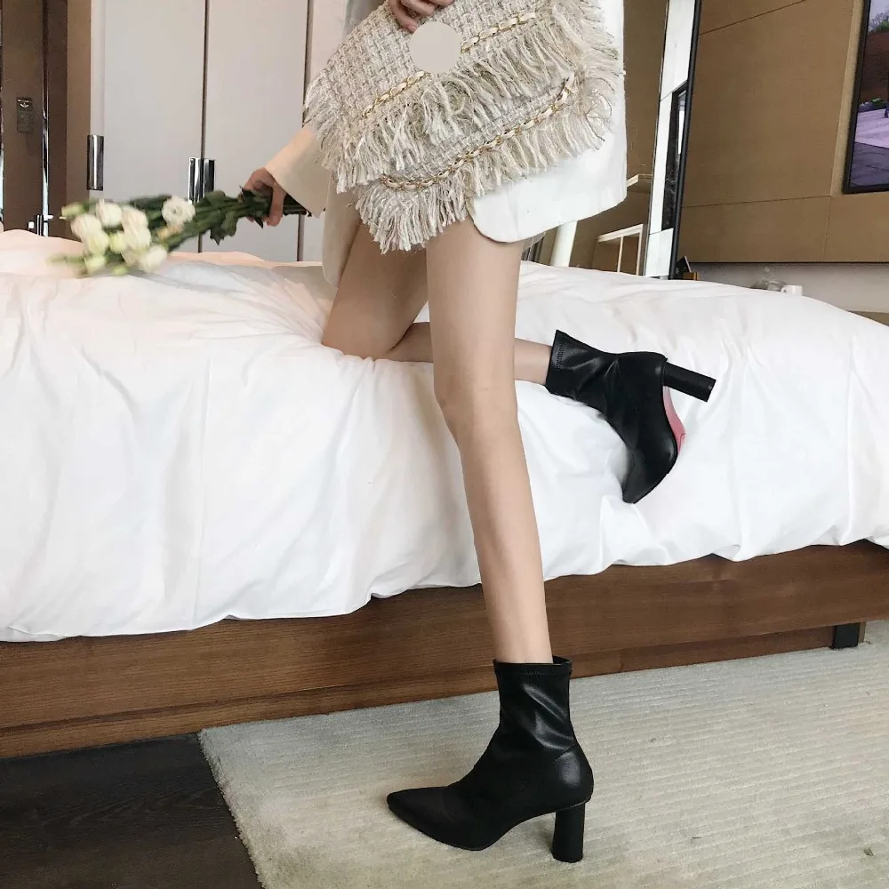Lace Up Boots Shoes Chunky Heel Martins For Women Low Heels booties Round Toe Bootee Woman Booties Ladies Luxury Designer