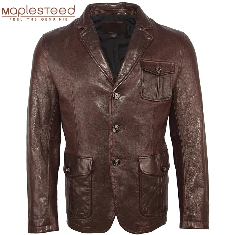 Мужская кожаная куртка из натуральной дубленой овчины, мягкая приталенная кожаная куртка, мужское кожаное пальто, кожаный костюм, весна-осень M463