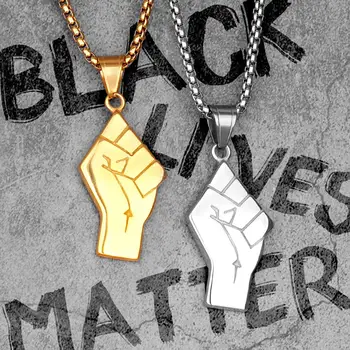 

Black Lives Matter Fist Stainless Steel Men Necklaces Pendants Chain Punk for Boyfriend Male Jewelry Creativity Gift Wholesale