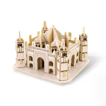 

3D Three-dimensional Wooden Puzzle Children's Educational Toys Mini Building Assembly Model