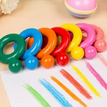 6 шт./12 штук в комплекте детских цветных карандашей на пальцах, карандаши с граффити, детский набор, моющиеся, с кольцом, живопись B9H2