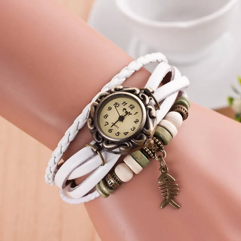 

New Style Bracelet Bracelets Small Rock Ball Fishbone Women's Retro Mori Girl Fashion Punk Trend Korean-style Student Watch
