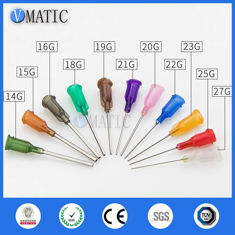 Free Shipping Non-Sterilized Wholesale 1000Pcs 1 Inch Tube Length Precision  Blunt S.S. Dispensing Needle Tips 14G~27G