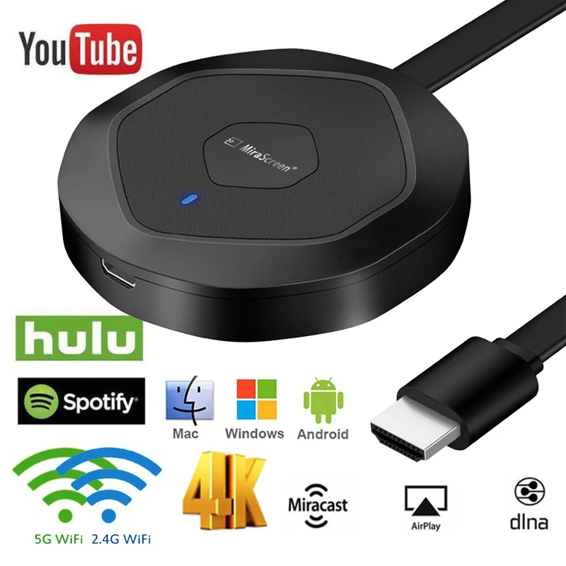 Mira экран беспроводной HDMI-совместимый WIFI ТВ палка 2 4G/5G обмена тем же устройством