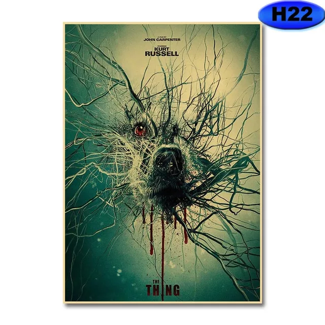 Retro Kraft Paper Movie Posters Classic Horror Movie The Thing Poster Home Decor Living Room Bar Cafe Art Painting Wall Sticker H22