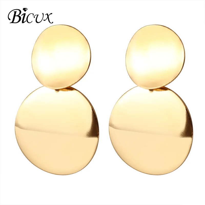 Gold 11 BICUX, модные золотые Висячие серьги для женщин, массивные большие геометрические металлические серьги, Женские Висячие серьги, современные ювелирные изделия - Окраска металла: Gold 11