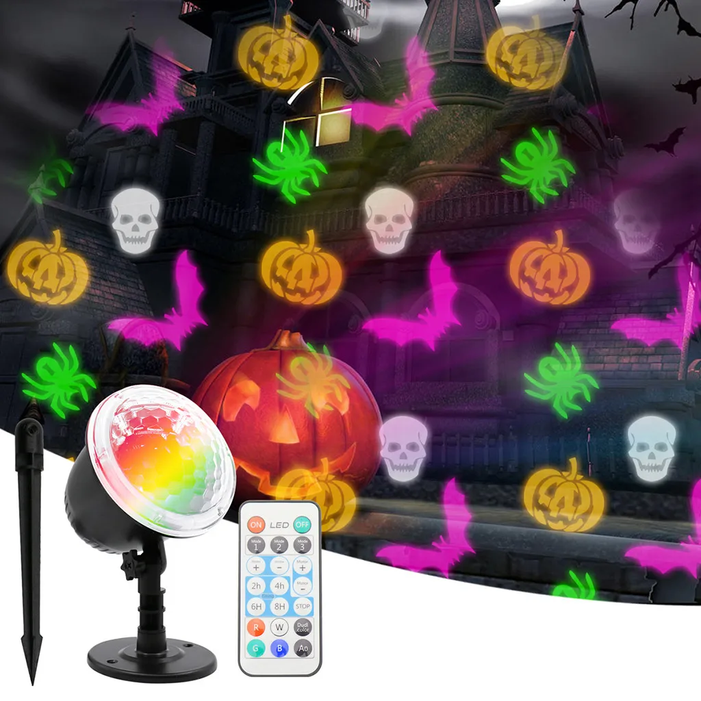 Светильник LEDprojector с различными узорами, ландшафтный светильник с проекцией, праздничный Хэллоуин, тема Хэллоуина, проекционный светильник, новинка,#35