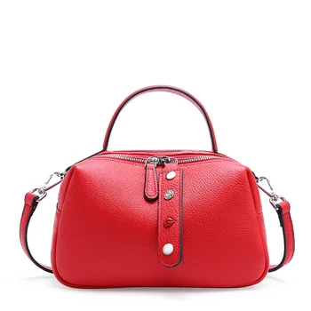 

New Genuine Luxury Brand Cow Leather Bags Designer Cowhide Handbags Women Shoulder Bags Fashion Female Large Capacity Boston