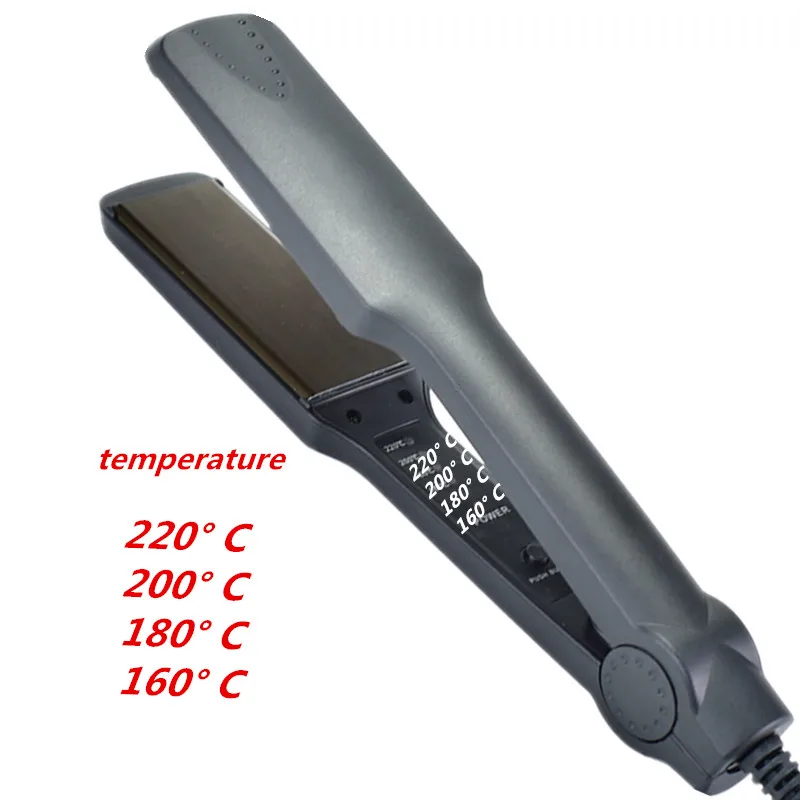 Выпрямитель для волос Профессиональный Турмалин Керамическая нагревательная пластина прямой инструмент для укладки волос Быстрый нагрев тепловая производительность - Цвет: Черный