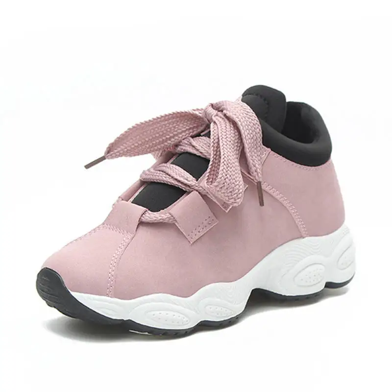 Pink without fur Женские кроссовки на платформе; сезон осень-зима; цвет розовый; замшевая обувь на толстой подошве, увеличивающая рост; повседневная обувь из плюша в Корейском стиле; женская обувь из вулканизированного меха - Цвет: Pink without fur