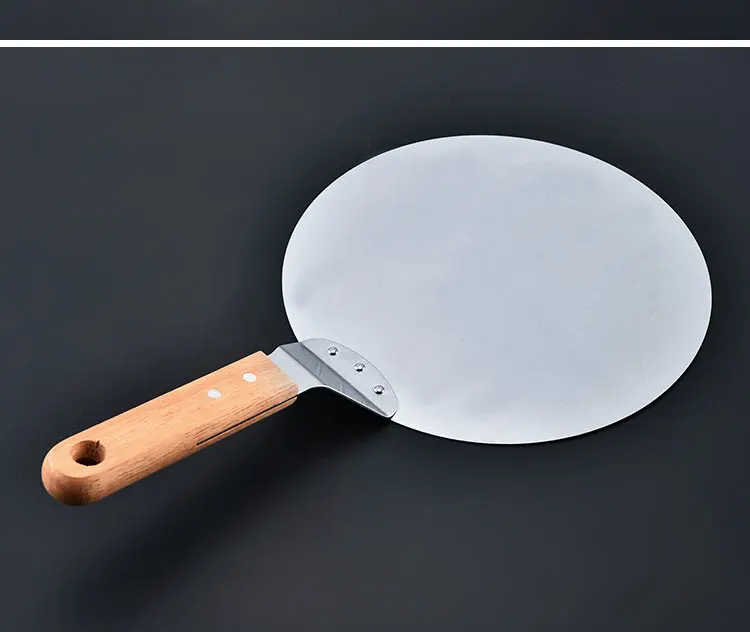 1pc Stainless Steel Anti-scalding Round Pizza Shovel Oak Handle Cake Shovel Cake Pizzas Spatula Baking Pastry Pizza Tools