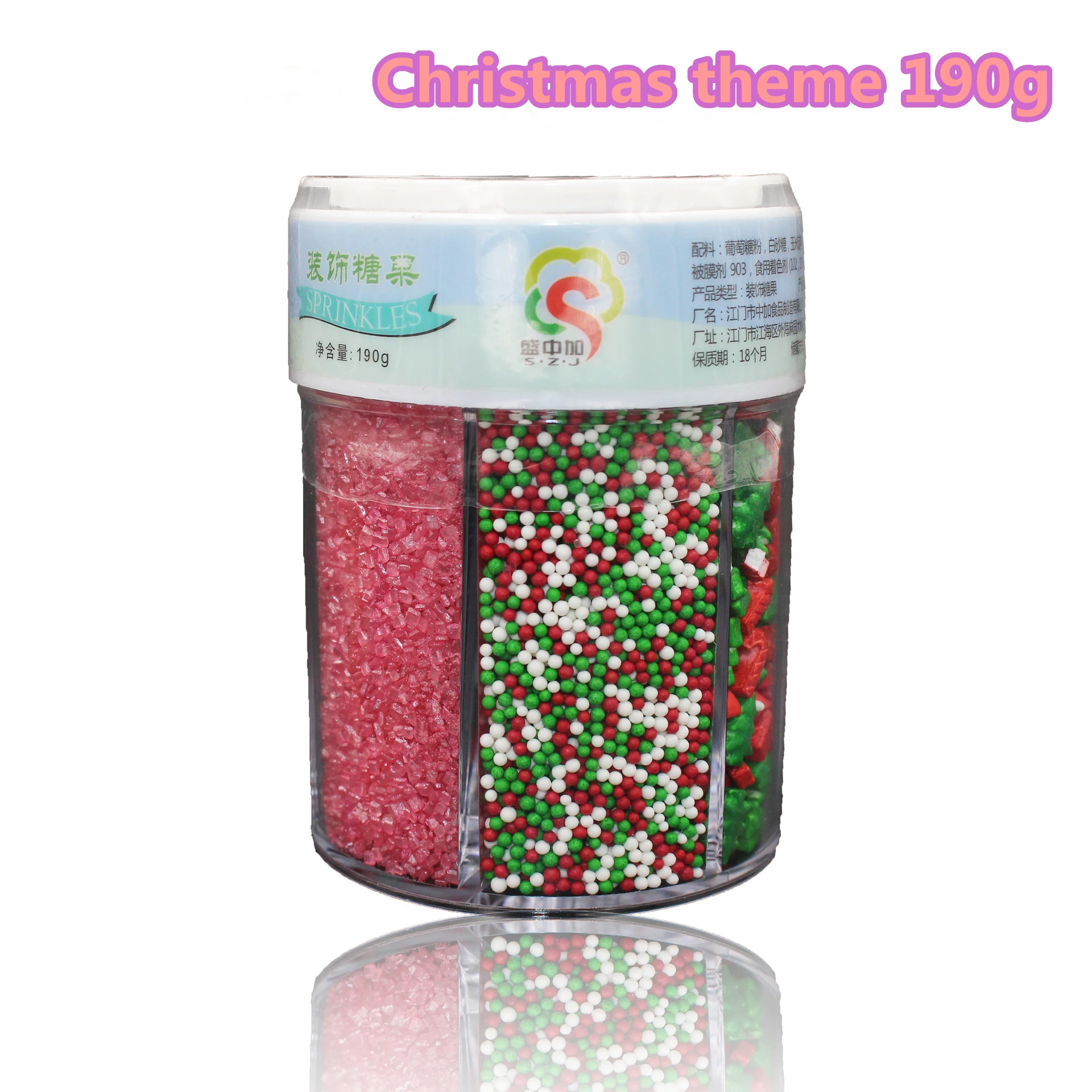 Christmas theme 190g 190 г 6 цветов сахарные бусины Пасха Хэллоуин Рождество прополка тема разнообразие пирожное пончик декорирование выпечки инструменты для тортов съедобные - Цвет: Christmas theme 190g