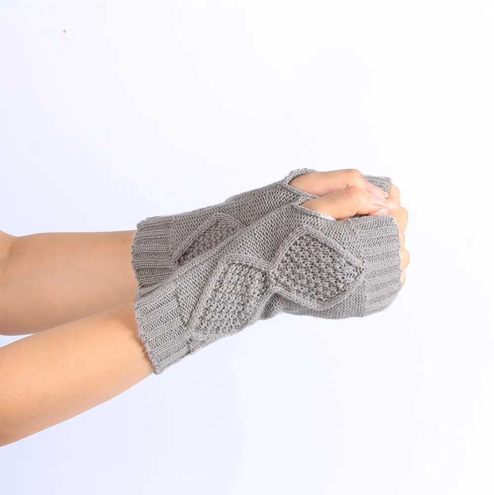 Fashion Knitted Arm Fingerless Winter Gloves Soft Warm Mitten Handschoenen Guantes Mujer Solid Winter Gloves Women Gants Femme
