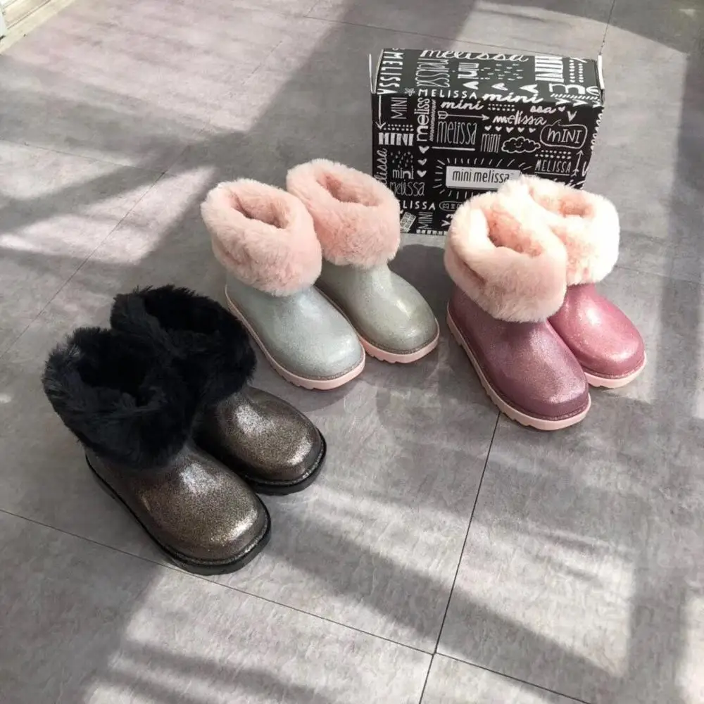 Mini Melissa/2019 г. зимние модные детские ботинки толстая детская хлопковая обувь