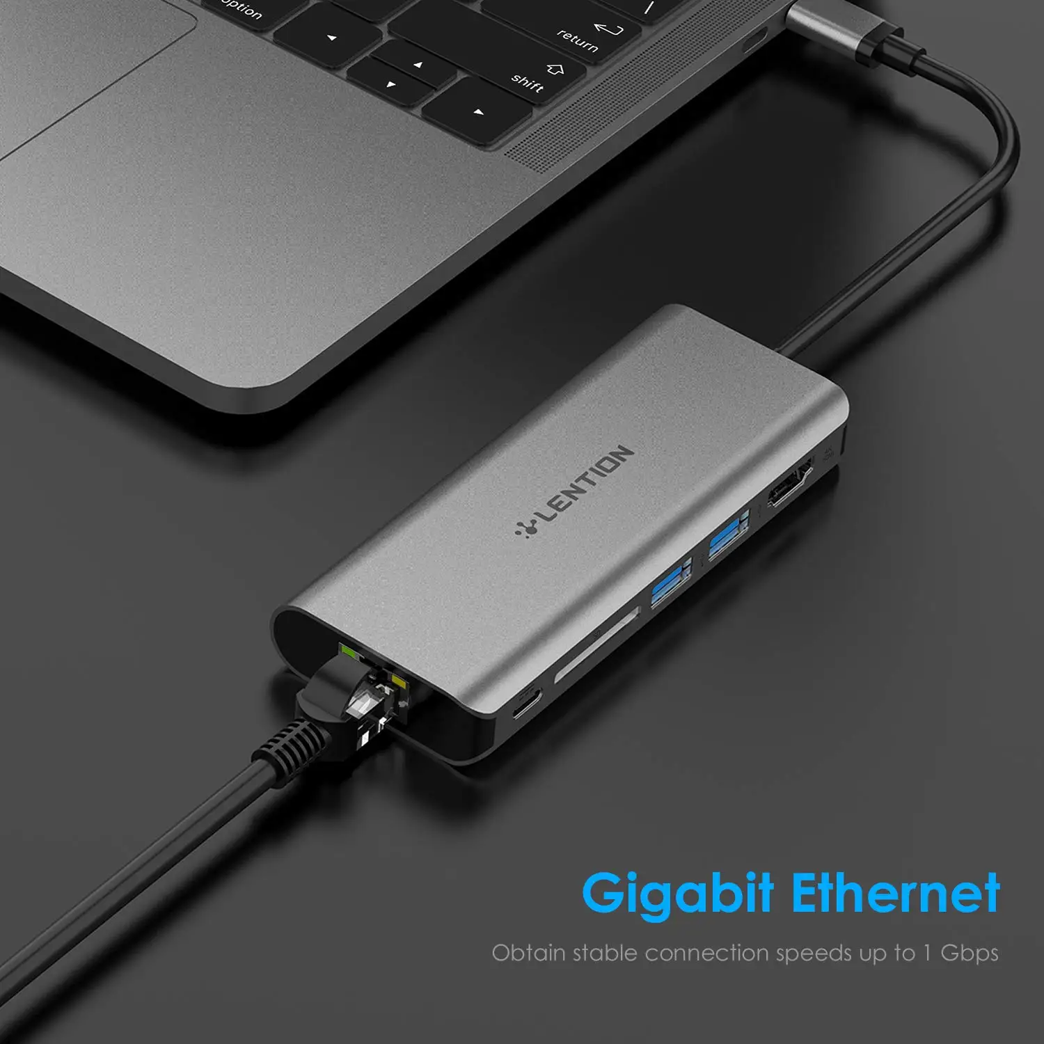 USB C Digital AV Multiport Hub with 4K HDMI 2 USB 3 0 Card Reader Type 5