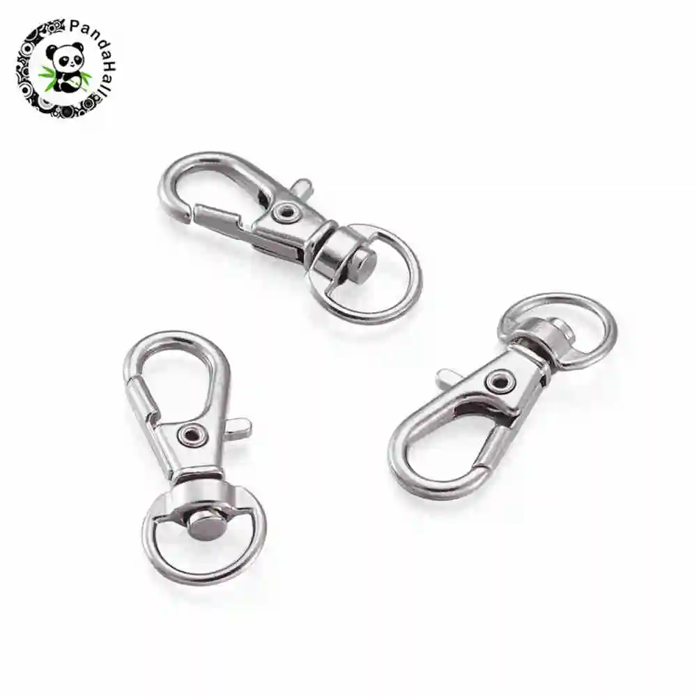 

100pcs Metal 360° Swivel Lanyard Snap Hook Swivel Lobster Claw Clasps DIY Jewelry Findings Platinum, 30.5x11x6mm, Hole: 5x9mm