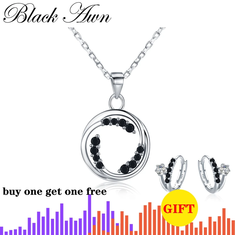 

[BLACK AWN] Classic 925 Sterling Silver Necklace for Women Round Necklace Pendants Female Bijoux Silver 925 Jewelry K031