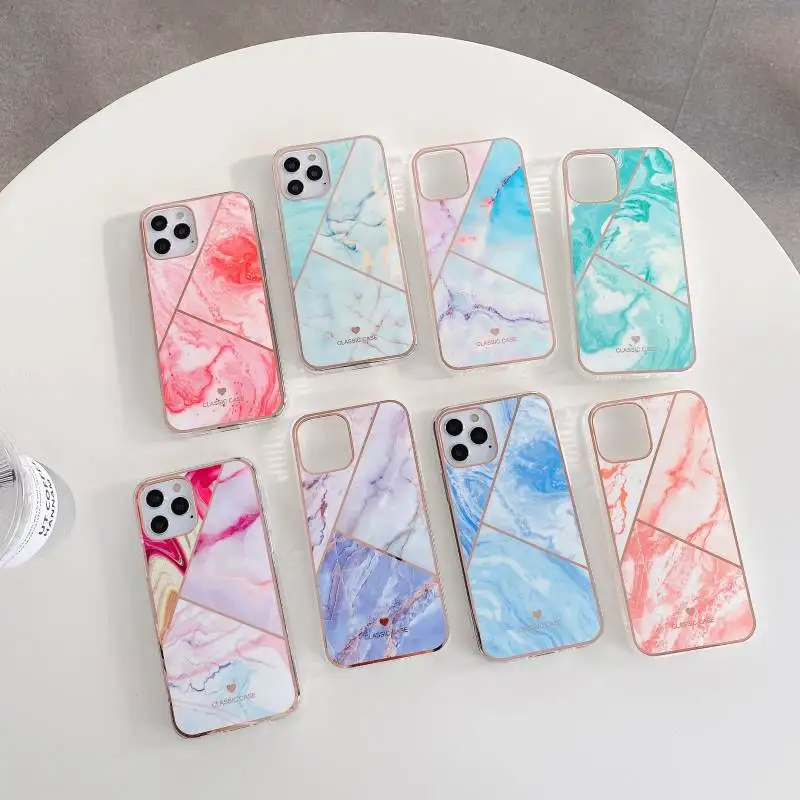 Модный Цветной мраморный чехол для телефона с геометрическим рисунком iPhone 12 11 Pro