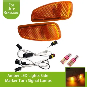 

Car Side Marker/Turn/Signal Lamps for Jeep Renegade 14-16 Waterproof LED Yellow Lens Maker Light with Amber LED Replacement Bulb