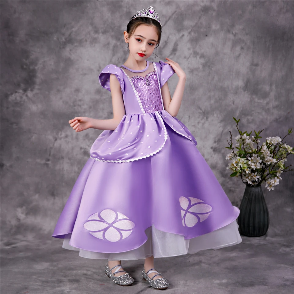 Vestido De Princesa Sofia Com Manga Bufante, Elegante Meninas Para Natal,  Vestido De Baile De Tule Com Lantejoulas, Fantasia De Princesa Para Festa  De Dia Das Bruxas - AliExpress