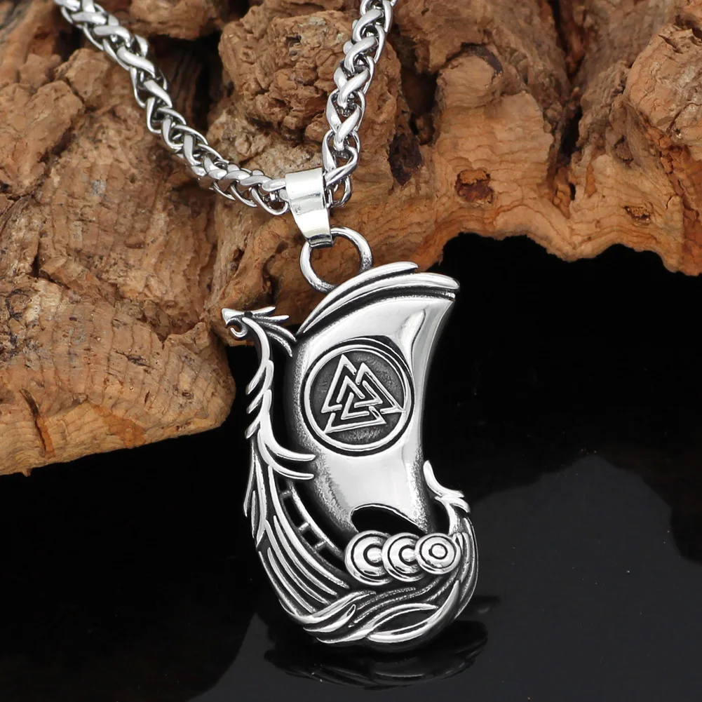 Beautifully detailed Viking god Odin Pendant Cord Necklace w Gift Pouch Woden 