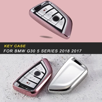 

Car TPU Key Cover Case Holder Chain Protector Shell High Quality Pink Red Blue Gold for BMW G30 5 Series 2018 2017