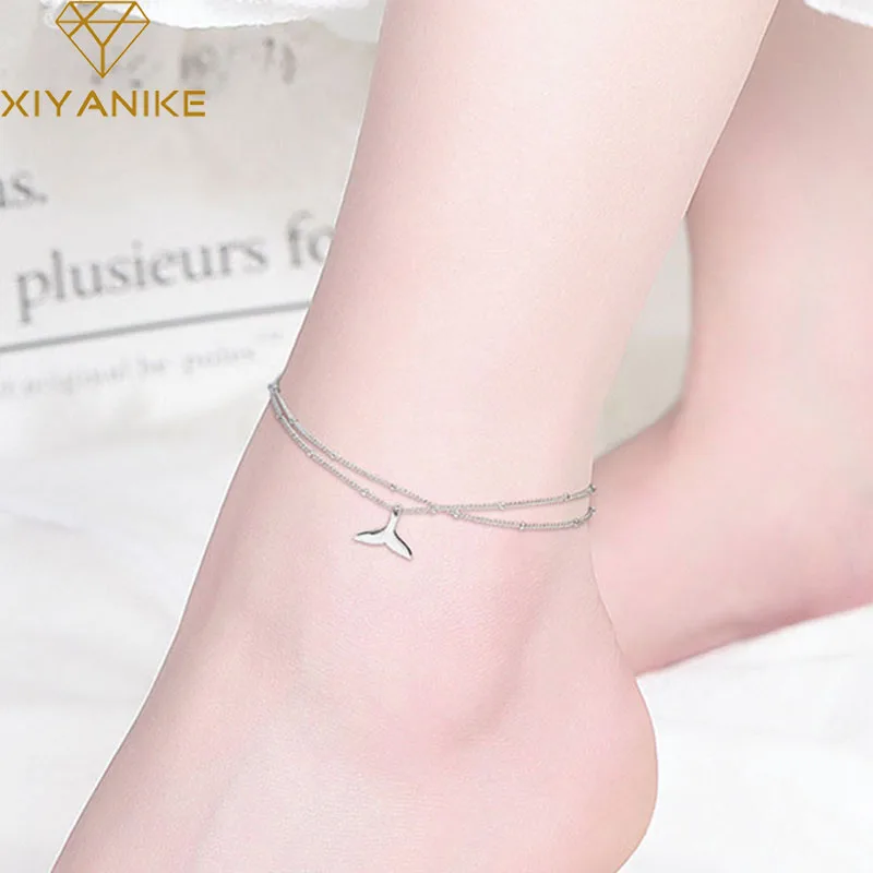 XIYANIKE 925 Sterling Silver Charm Anklet Bracelet for Women Trendy Simple Multilayer Fish Pendant Handmade Party Jewelry Gifts XIYANIKE 925 Sterling Silver Charm Anklet Bracelet for Women Trendy Simple Multilayer Fish Pendant Handmade Party Jewelry Gifts