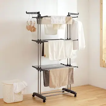 

Foldable Coat Rack Large Capacity Clothes Hanger Space Saver Floor Hanger Storage Wardrobe Clothing Drying Racks HWC