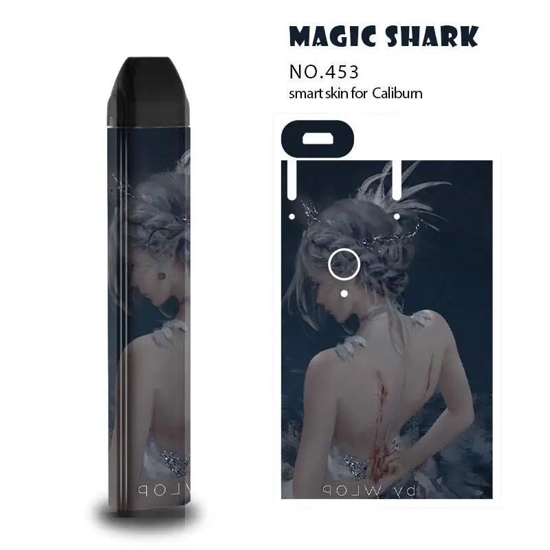 Magic Shark 2.5D стерео ПВХ Скелет крест Бог Статуя Свободы чехол самоклеящаяся пленка крышка для Uwell caliborn 443-456 - Цвет: 453