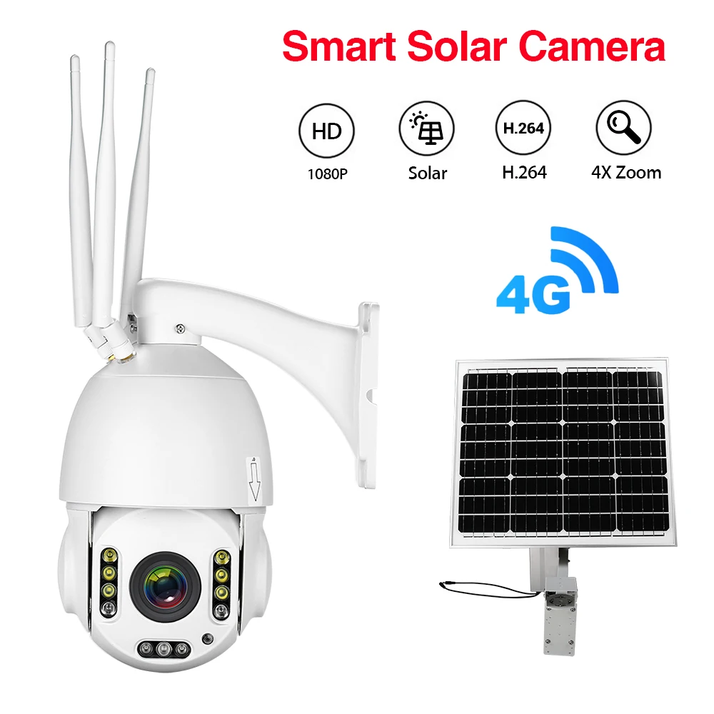 

WIFI Camera Outdoor PTZ IP Camera 1080p 4G App Control Waterproof Solar 1080P Day and Night Vision IR Home Surveilance IP cam