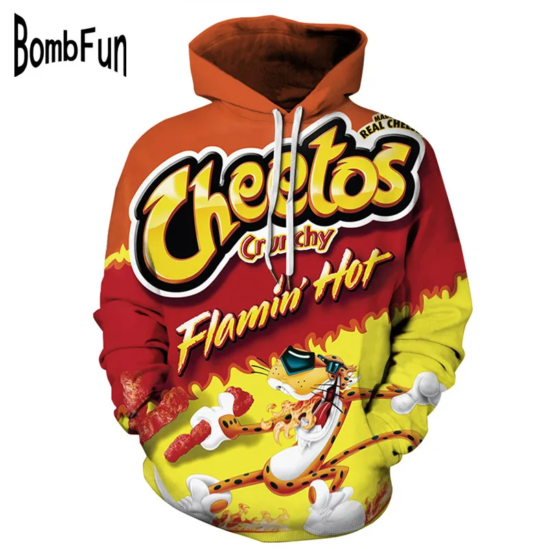 

BombFun Men Hoodies Funny 3d Sweatshirts Men Hoodie Cheetos Print Hooded Couple Tracksuits Women Hoodies High Quality Pullover