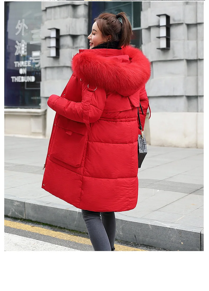 Ограниченное специальное предложение полиэфирная Женская Модная парка с капюшоном и воротником зимняя куртка размера плюс 3xl плотная теплая одежда из хлопка
