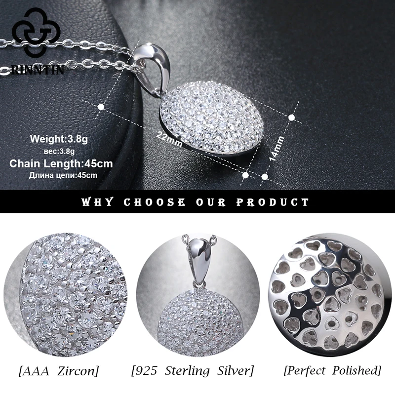 Кулон из серебра 925 пробы с фианитом 45 см|necklace silver pendant|necklaces pendants 925necklace round pendant |