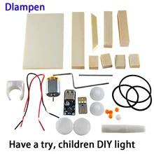 new DIY led light for children scientific experiment electromagnetic induction wood bulb lamp