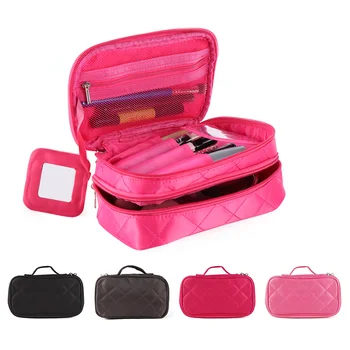 

1PC Makeup Bag Double-deck Large Cosmetic Case Travel Make Up Brush Handle Storage Organizer Toiletry Handbag Accesories Tools