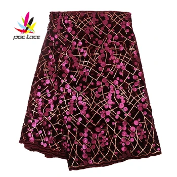 

Colorful Sequins Tulle Lace Fabric 2019 Latest Style Hot Sale in Africa Guipure French flower 3D tulle Guangzhou xiu zi AMY2841B