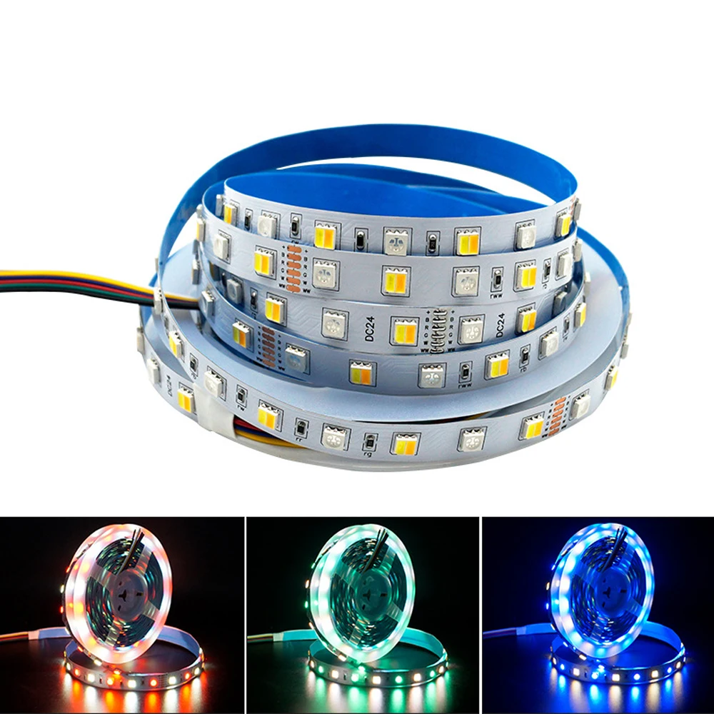 Светодиодная лента RGBCCT 5 цветов в 1 водонепроницаемая гибкая 5050 RGB + CCT(RGBW RGBWW) м 12 В 24