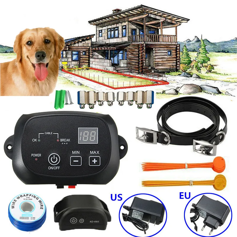 

Dog Friendly Wireless Electric Pet Dog Fence Containment System Waterproof Transmitter Safety Shock Collar System