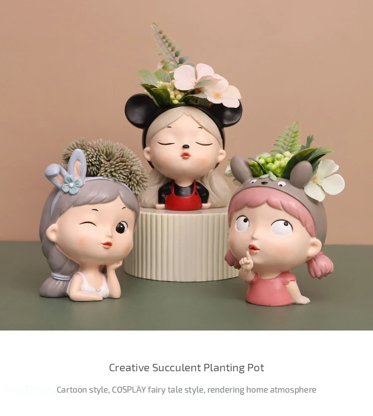 Creativity Gardening Art Girl Sculpture Flower Pots Home Decoration 4 H674ea3f048814b73a49a58f93c2051eaC