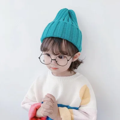 Fashion Knitted Baby Hat Pompom Winter Cap for Kids Adjustable Solid Baby Winter Hat Accessories Children Cap for 0-9 Years 1PCS