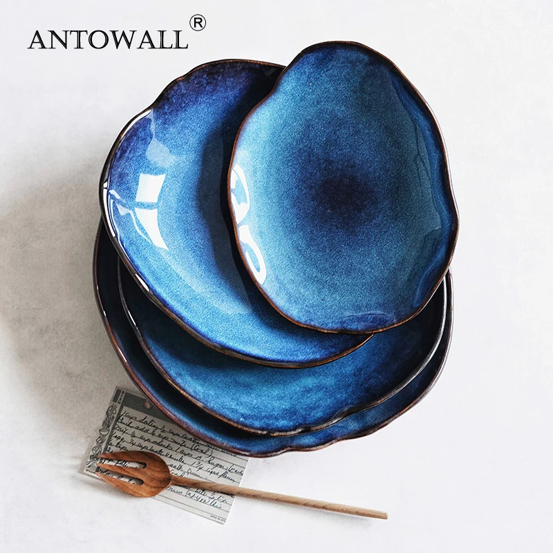 Japanese Style Ceramic Dishes Household Irregular Rice Plates Salad Fruit Dishes Plate Tableware ANTOWALL