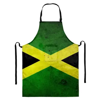 

Jamaican Flag Pattern Kitchen Apron for Woman Men Sleeveless Long Aprons Home Waterproof Anti-oil Chef Apron for Cooking Aprons