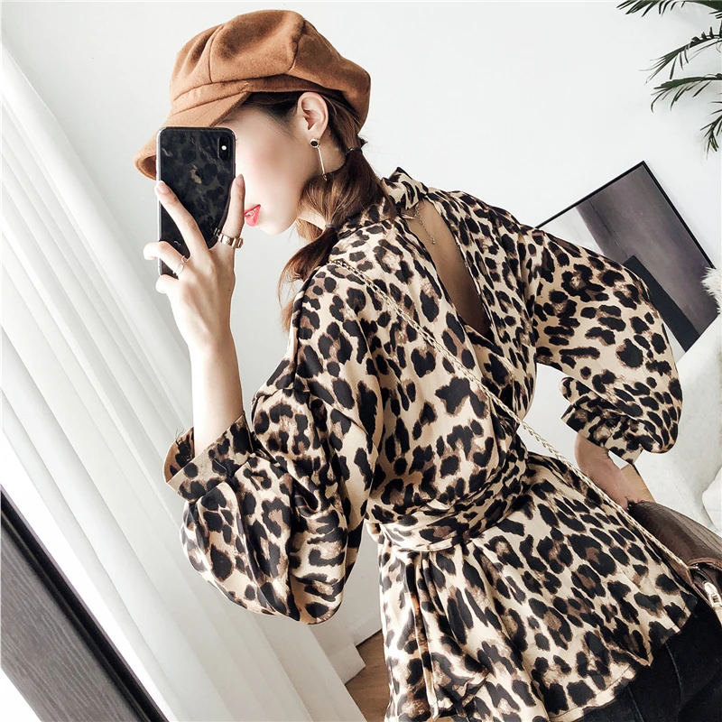 

SuperAen Leopard Print Shirt Female Long-sleeved 2019 New Korean Style Autumn Women Blouses and Tops Wild Cotton Women Clothing