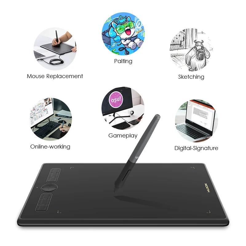 HUION H580X INSPIROY Graphics Tablets Drawing Digital Tablets 8 x 5inches Art Digital Tablet for Drawing Battery-Free PW100 Pen - Image 6