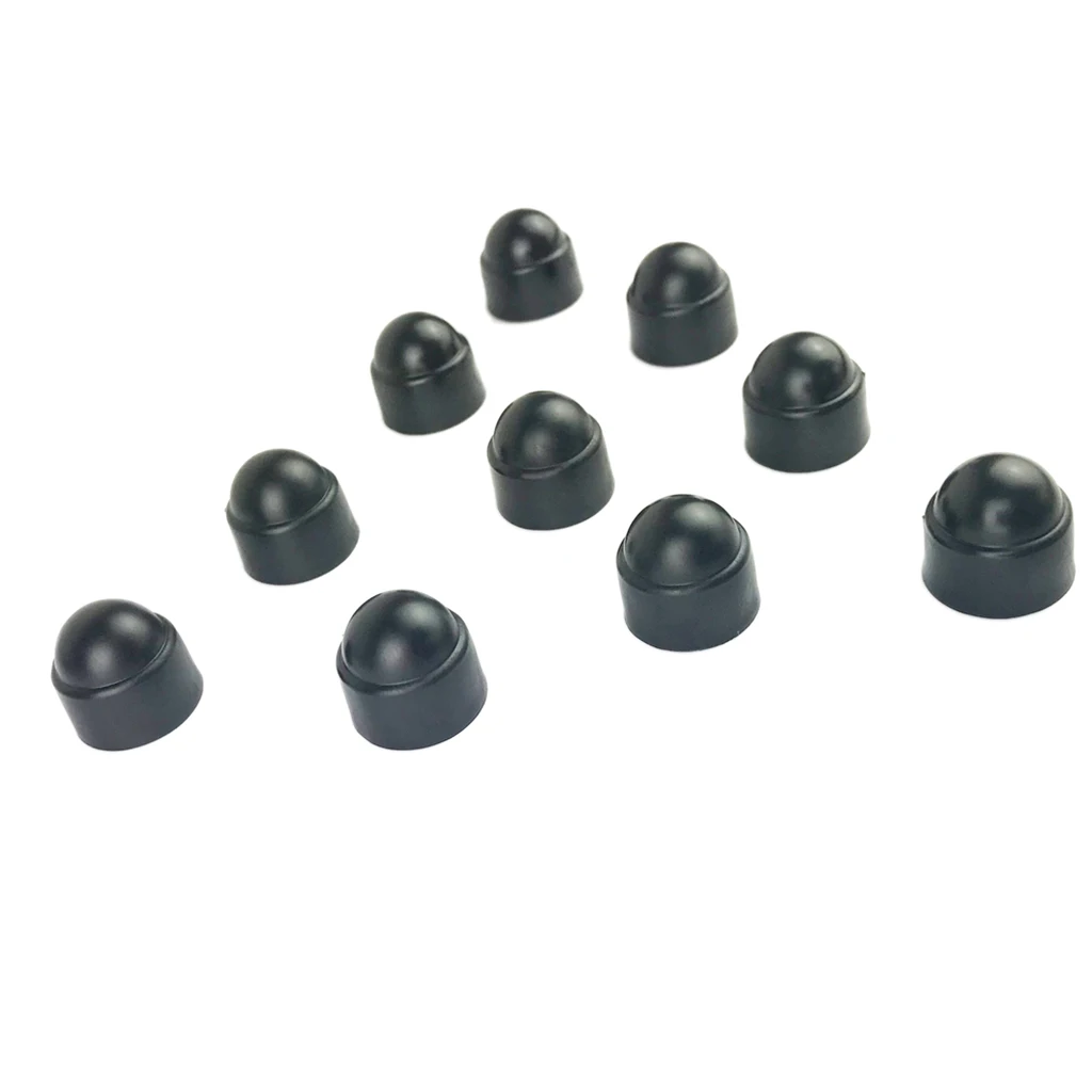 Set of 10 18mm Car Wheel Lug Nut Hexagonal Bolt Cover Cap Protector Black M8